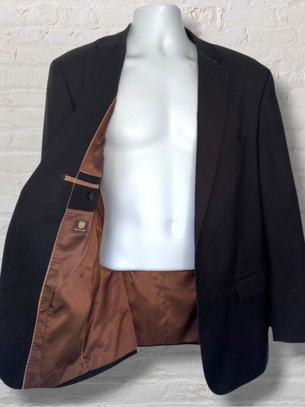 Caravelli Italy Black Oxford 2-Button Blazer Jacket Men’s 42R Superior 150’s